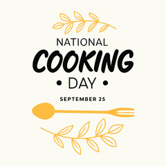 National Cooking Day Celebration with Spoon Fork and Foliage