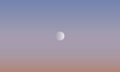 Moon venus in a calm twilight sky, vector art illustration.