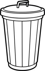 Black and White Trash Can Illustration: A stark black and white illustration of a classic trash can with a lid, perfect for minimalist designs and environmental awareness projects.