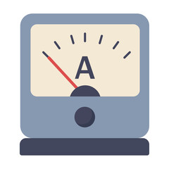 Ammeter analog current gauge icon. Electrical measurement device illustration. Ampere meter for electricity testing.