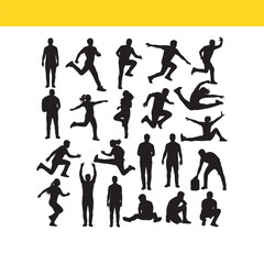 Fototapeta premium Dynamic Silhouettes A Collection of Diverse Human Poses and Activities
