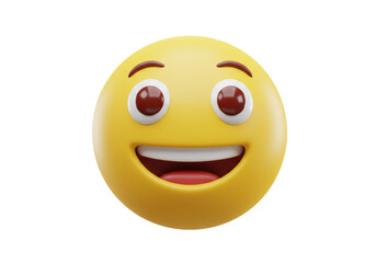 Isolated Joyful Smiling Yellow Emoji with Big Eyes