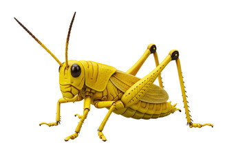 Isolated Bright Yellow Grasshopper with Detailed Texture