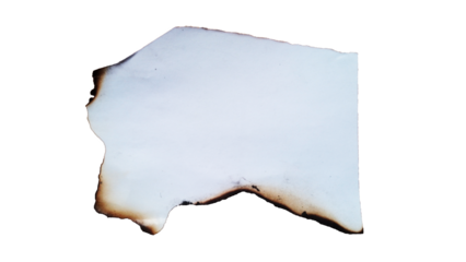 Burned Paper Fragment, Grunge Texture, Isolated on Transparent Background, ideal for design elements