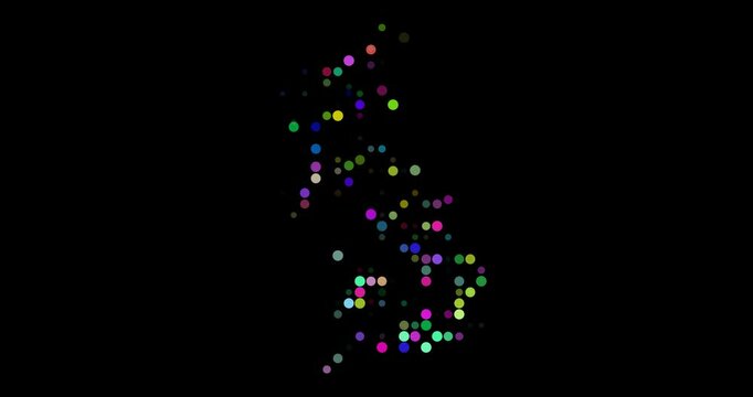 Stylized UK Country Formed by Falling Dots