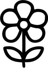 Simple Black Outline Illustration of a Flower