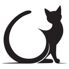 Naklejka premium Minimal Silhouette Cat Logo Vector Illustration – Modern Black Cat Icon in Flat Style – Simple, Clean, Editable Graphic Design for Pet Branding, Animal Themes, and Creative Projects
