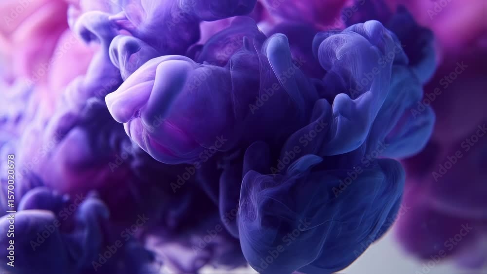 Poster captivating display of swirling purple and pink ink creating an ethereal and dreamy abstract design,
