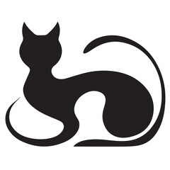 Minimal Silhouette Cat Logo Vector Illustration &ndash; Modern Black Cat Icon in Flat Style &ndash; Simple, Clean, Editable Graphic Design for Pet Branding, Animal Themes, and Creative Projects