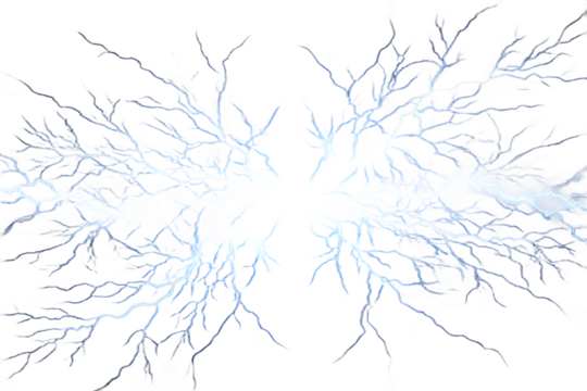 Abstract digital branches emanate from a central reflection point on a black backdrop creating an elegant, stylized design, transparent background - Powered by Adobe