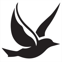 Obraz premium Minimal Silhouette Bird Logo Vector Illustration – Modern Flat Design Flying Bird Icon in Black and White – Clean, Simple, Editable Graphic for Branding, Nature, and Wildlife Concepts