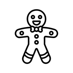 Happy Gingerbread Man Icon, Christmas Cookie Illustration