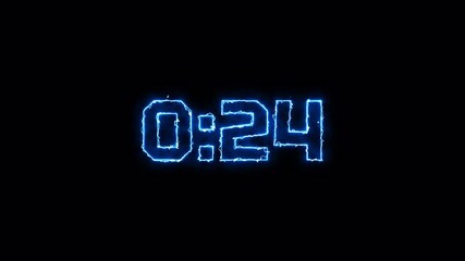 30 Second Countdown timer animation with transparent background for video overlays, events, livestreams, intros, gaming, sports, and digital clock visuals — futuristic digital-style countdown. - Powered by Adobe