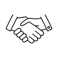 Simple Line Art Handshake Icon: Business Deal, Partnership