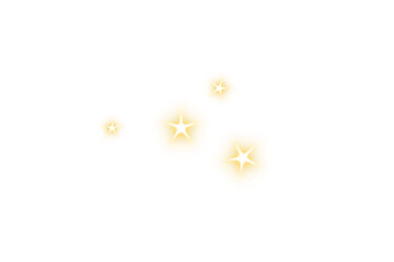 Celebration magic gold sparkle stars lens flare effect isolated on transparent background. Starlight shiny glow for decoration, Festive design elements PNG