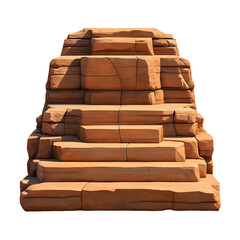 Fototapeta premium Natural sandstone rock steps formation isolated on transparent background