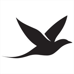 Obraz premium Minimal Silhouette Bird Logo Vector Illustration – Modern Flat Design Flying Bird Icon in Black and White – Clean, Simple, Editable Graphic for Branding, Nature, and Wildlife Concepts