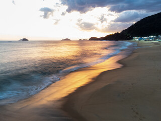 red sunset on the beach