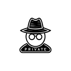 Private Investigator Icon: Black and White Sketch Style