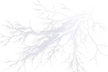 The bright electric lightning strikes across a dark sky, a powerful and dramatic display of nature's energy and weather phenomenon, transparent background