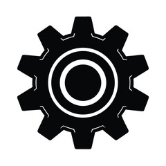 Gear icon vector illustration depicting a metal cogwheel, symbolizing technology, industry, and mechanical engineering
