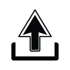 Red glossy vector arrow upload icon on a black background for website design