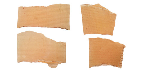 Torn Pieces of Light Brown Cardboard, Isolated on Transparent Background, ideal for design elements