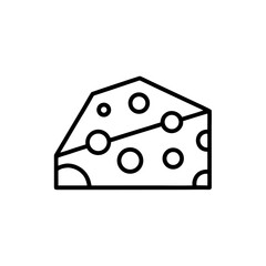 Line art illustration of a wedge of Swiss cheese