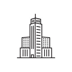 Obraz premium Line Art Skyscraper Building Icon, Modern City Architecture Illustration