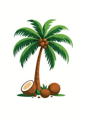 Tropical Beach and Summer Vacation Palm Tree Icon for Logo and Design
