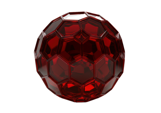 Isolated Gleaming Ruby Red Geometric Sphere