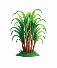 Vibrant green grass and plant illustration with natural environment elements