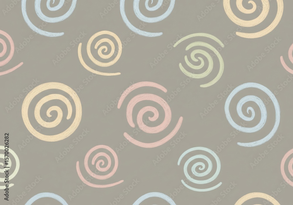 Aufkleber whimsical pastel swirls pattern. charming repeating spiral motif in delicate muted hues evokes a ser