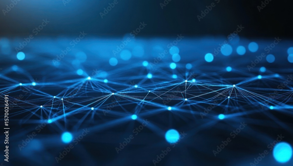 Poster abstract network background with glowing nodes and connecting lines