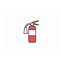 Fire Extinguisher Red cylindrical fire extinguisher icon, wall-mounted, simple lines vector