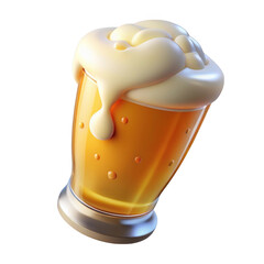 3D Pint Glass of Beer with Frothy Foam, Refreshing Beverage Design isolated on transparent background Remove png