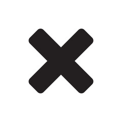 Black x symbol icon. Bold error or cancel button icon vector flat illustration design.