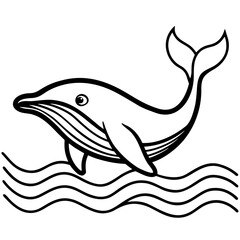 Fototapeta premium vector illustration of a Whale in ocean waves