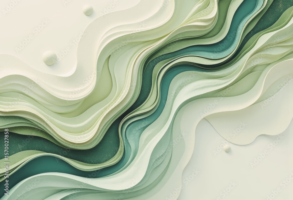 Aufkleber abstract fluid art featuring captivating gravitational flow patterns in soft greens