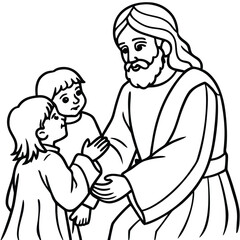 Jesus kids coloring page design