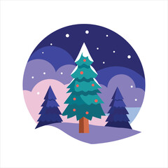  Festive Winter Landscape Illustration
