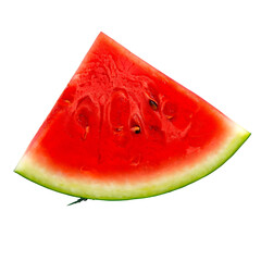 Fresh juicy slice of watermelon with seeds isolated on transparent background