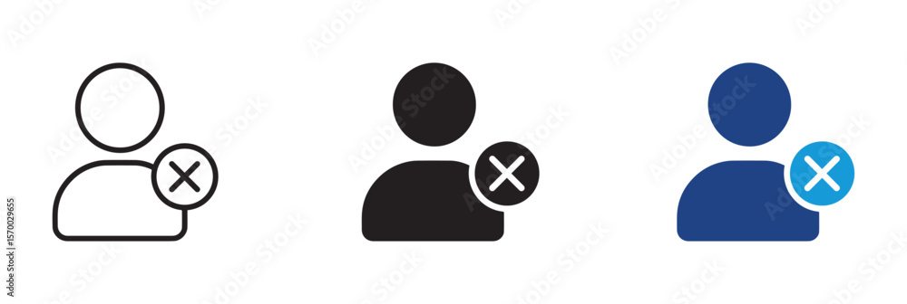 Aufkleber delete user icon in thin line and flat style , vector illustration .