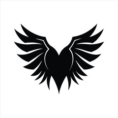 Grunge Heart and Eagle Wings Silhouette