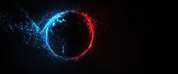 Global network connection and data exchange. Worldwide connection