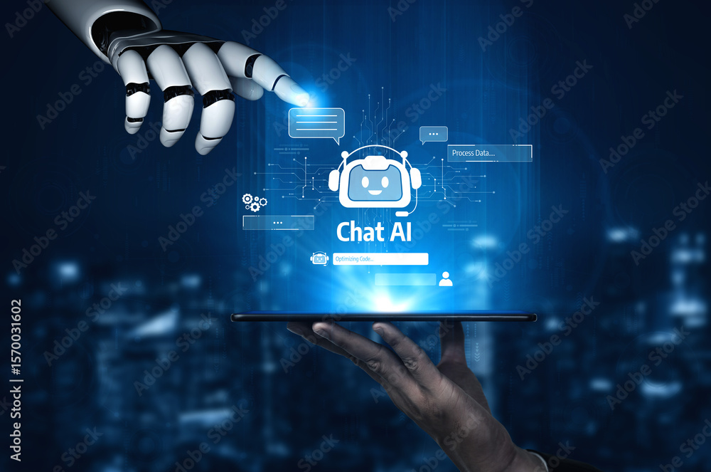 Poster ai assistant brain processor with llm technology, big data, machine learning, generative ai for busi