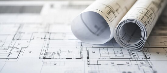 Detailed architectural blueprints showcasing intricate design and planning for modern construction projects
