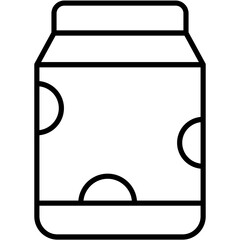 Illustration of a milk carton with a simple design and rounded shapes on the side panels visible here