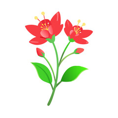 Obraz premium Vibrant Red Flowers Botanical Illustration Natures Beauty