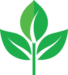 Green leaf vector icon with eco-friendly nature design elements